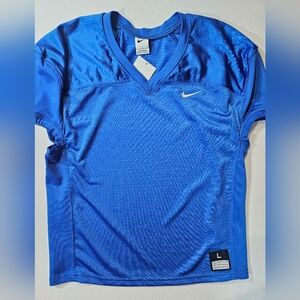 Nike Jersey‎ Football Large Blue White Swoosh Fitted Sport Sleeve Fall…